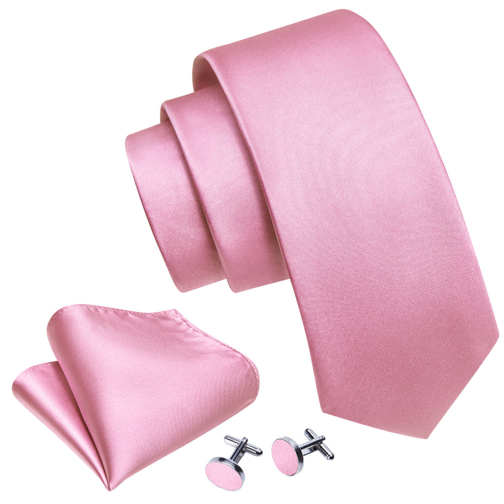 Light Pink Solid Silk Tie Set - GentCrest - View 5