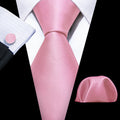 Light Pink Solid Silk Tie Set - GentCrest