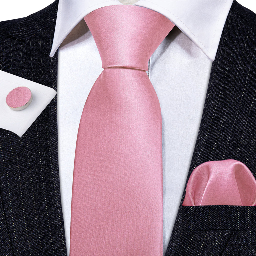 Light Pink Solid Silk Tie Set - GentCrest - View 2