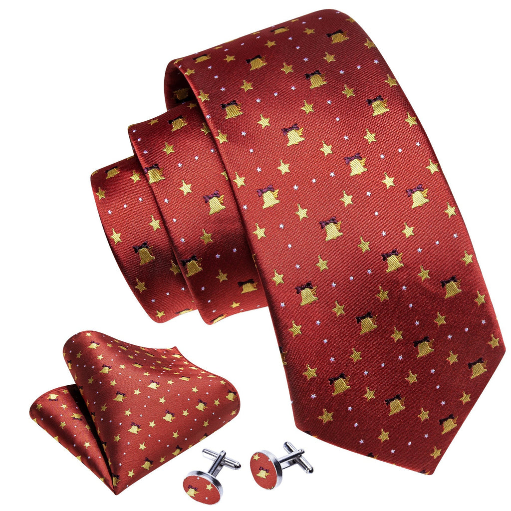 Christmas Bells In Red Silk Tie Set - GentCrest - View 2