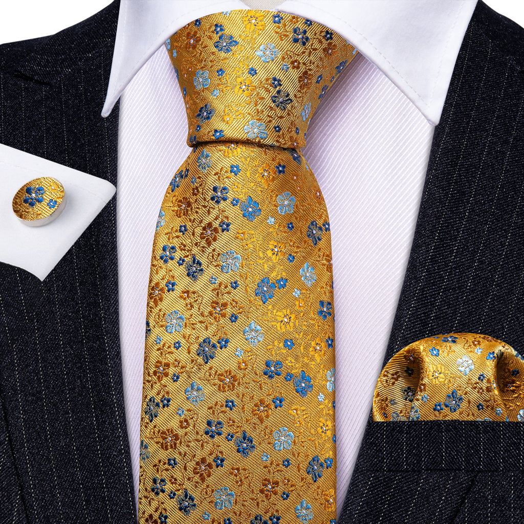 GentCrest Gold Floral Tie Hanky Cufflinks Set - Image 3