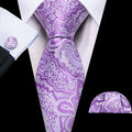 GentCrest Purple Paisley Tie Hanky Cufflinks Set - Image 1