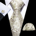 Light Yellow Paisley Silk Tie Set - GentCrest