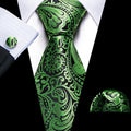 Green Black Paisley Silk Tie Set - GentCrest