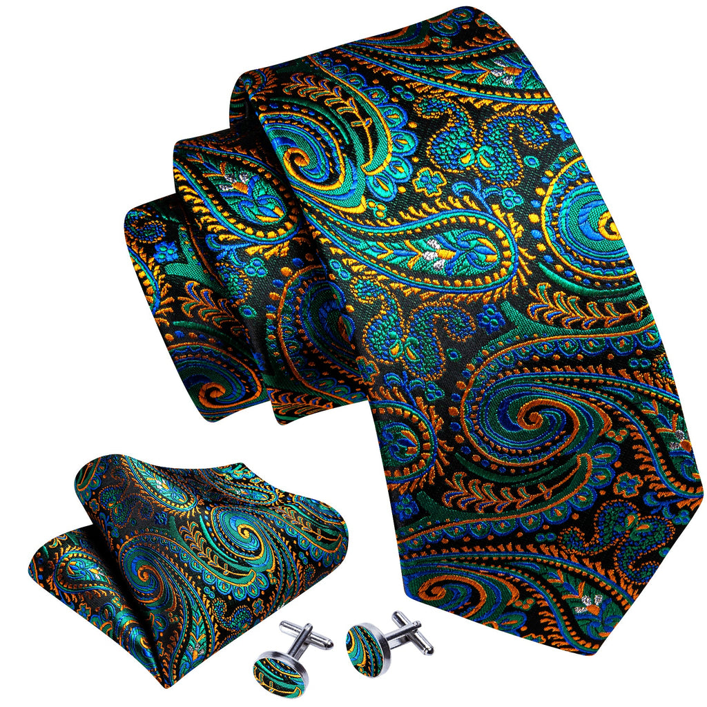 GentCrest Blue Paisley Tie Hanky Cufflinks Set - Image 3