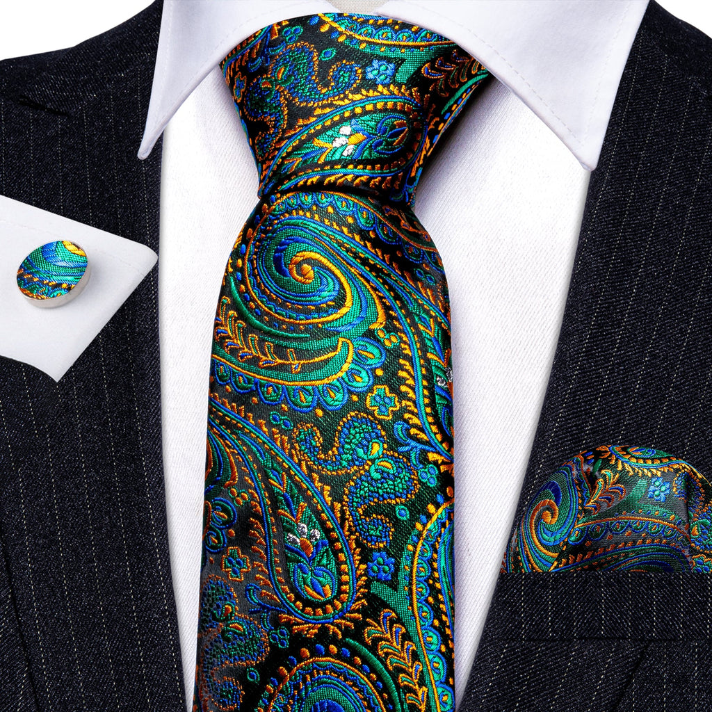 GentCrest Blue Paisley Tie Hanky Cufflinks Set - Image 2