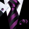 GentCrest Black Striped Tie Hanky Cufflinks Set - Image 1