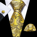 Yellow Black Silk Tie Set - GentCrest