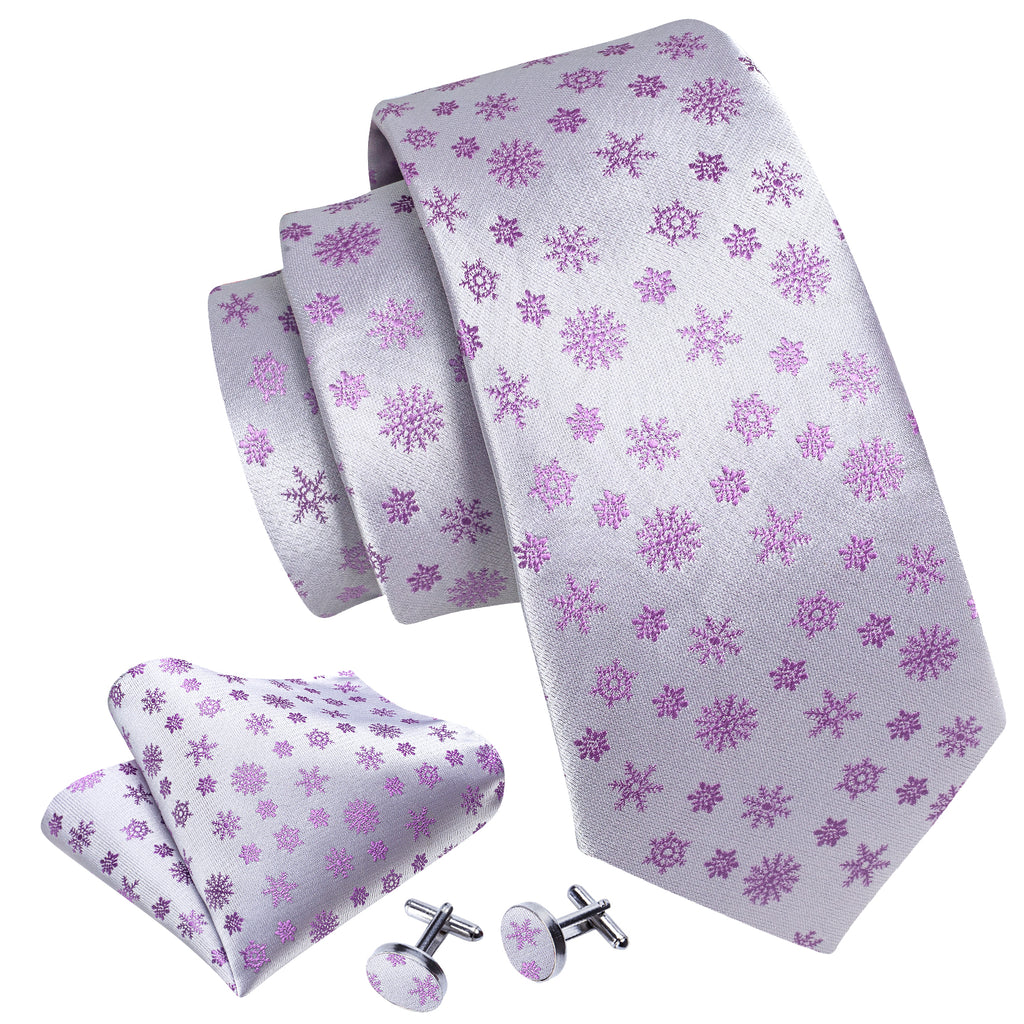 White Pink Christmas Silk Tie Set - GentCrest - View 3