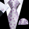 White Pink Christmas Silk Tie Set - GentCrest