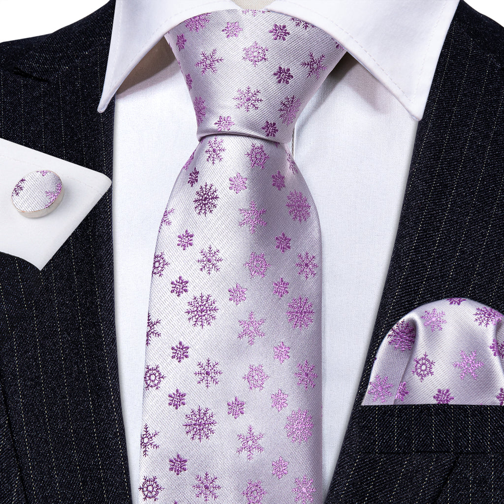White Pink Christmas Silk Tie Set - GentCrest - View 2