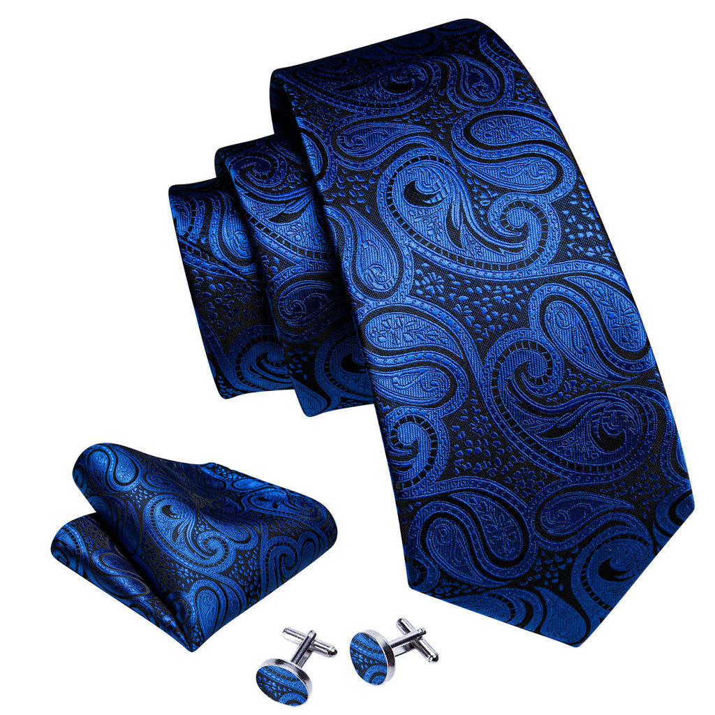 Blue Paisley Silk Tie Set - GentCrest - View 6