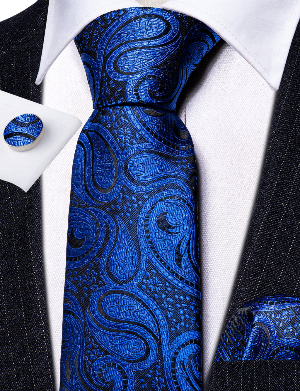 Blue Paisley Silk Tie Set - GentCrest - View 5