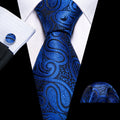 Blue Paisley Silk Tie Set - GentCrest