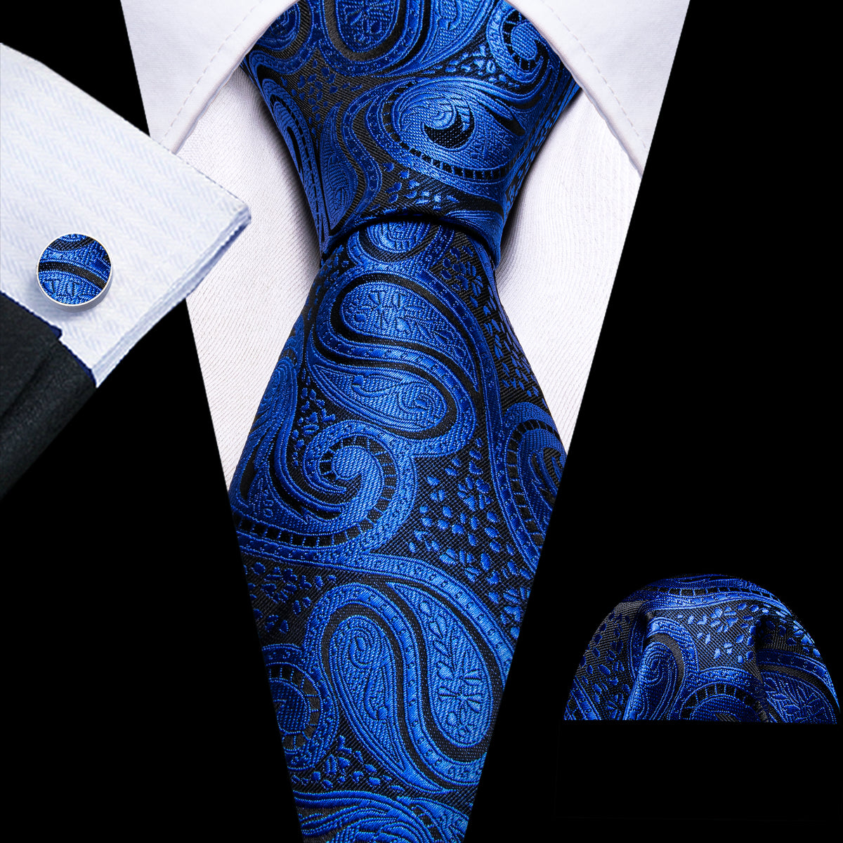 Blue Paisley Silk Tie Set - GentCrest