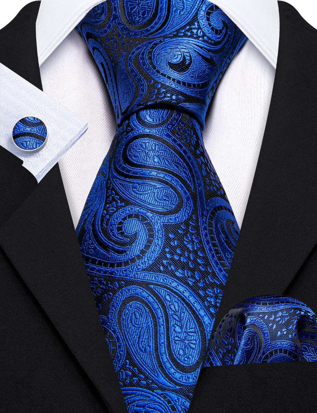 Blue Paisley Silk Tie Set - GentCrest - View 4