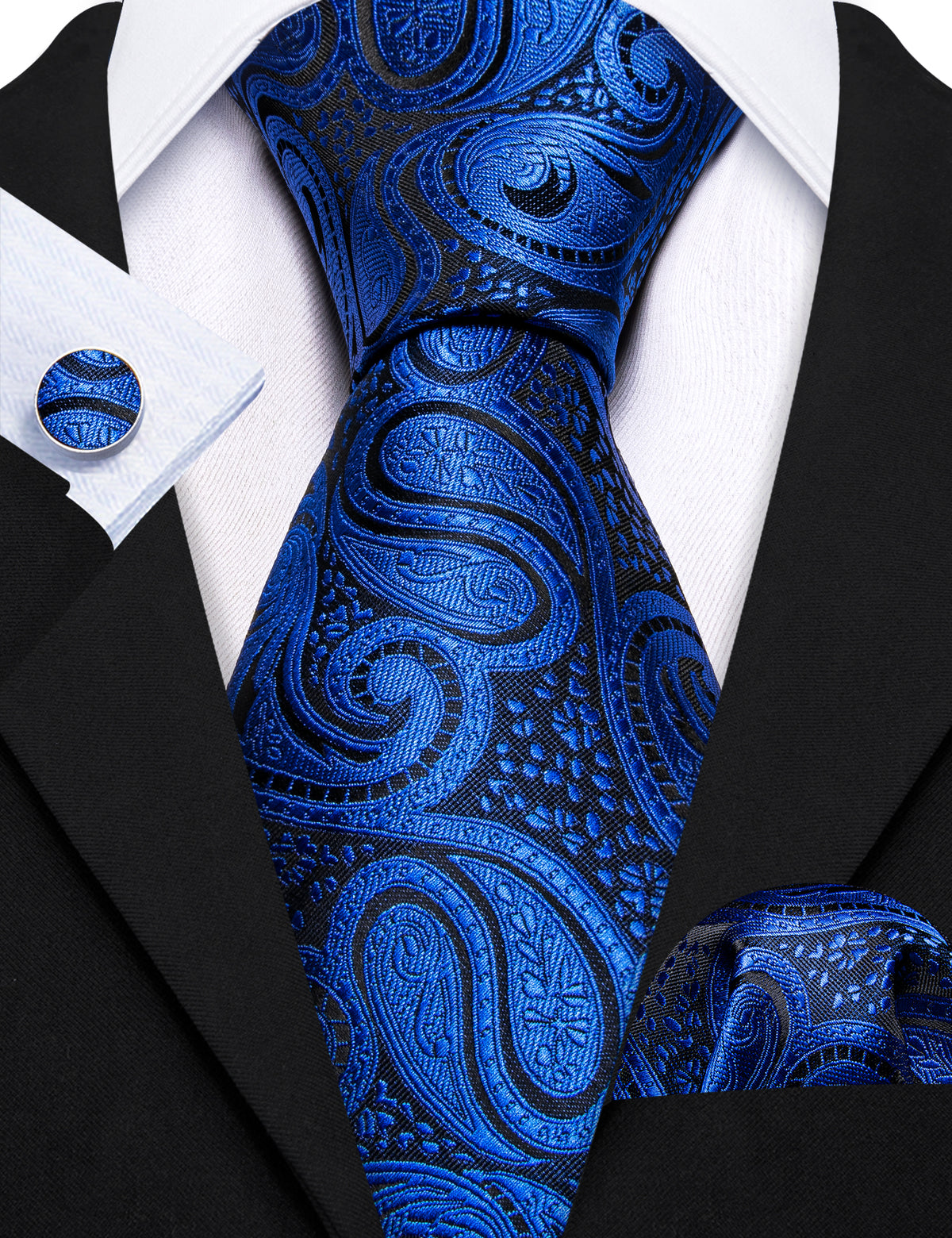 Blue Paisley Silk Tie Set - GentCrest - View 4