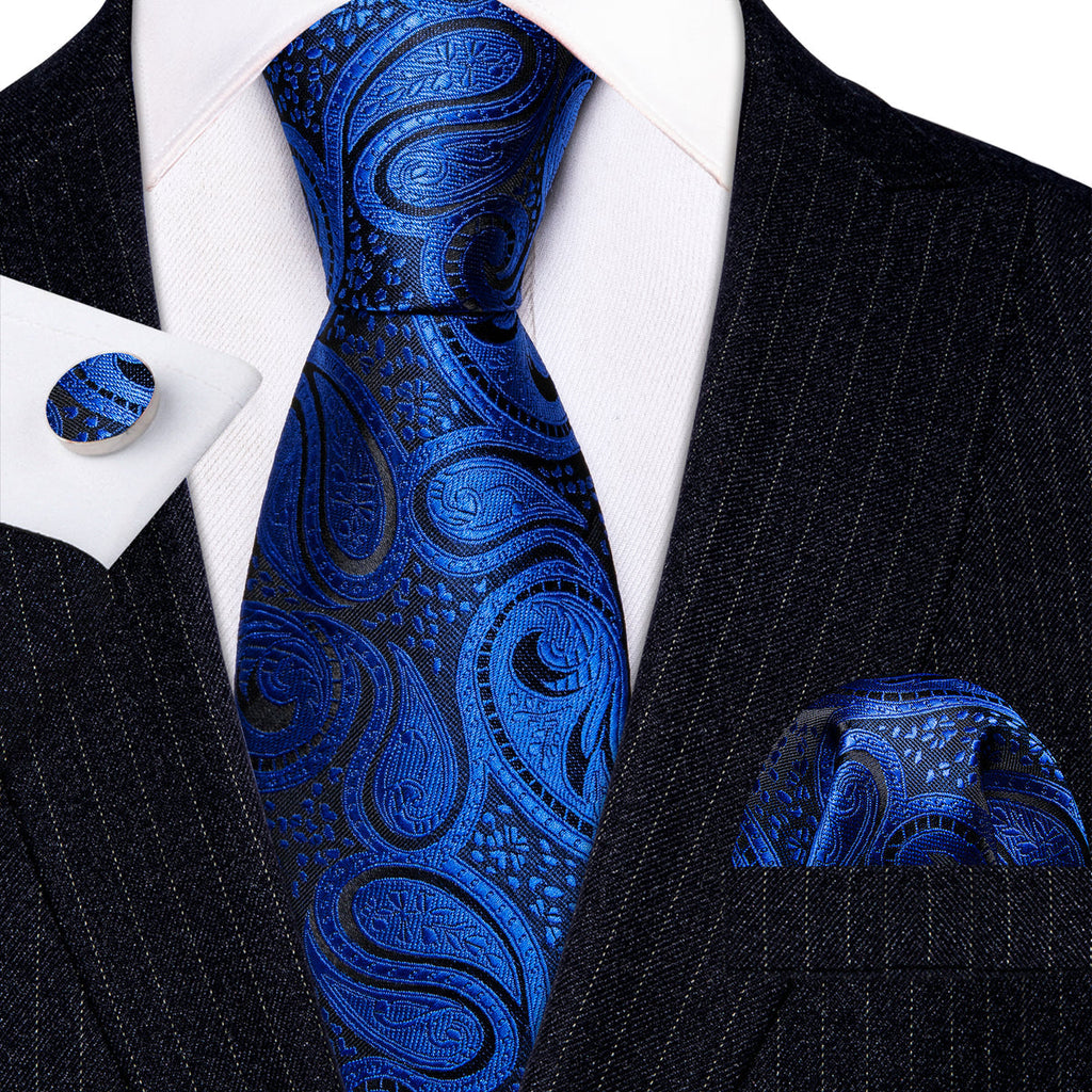 Blue Paisley Silk Tie Set - GentCrest - View 2
