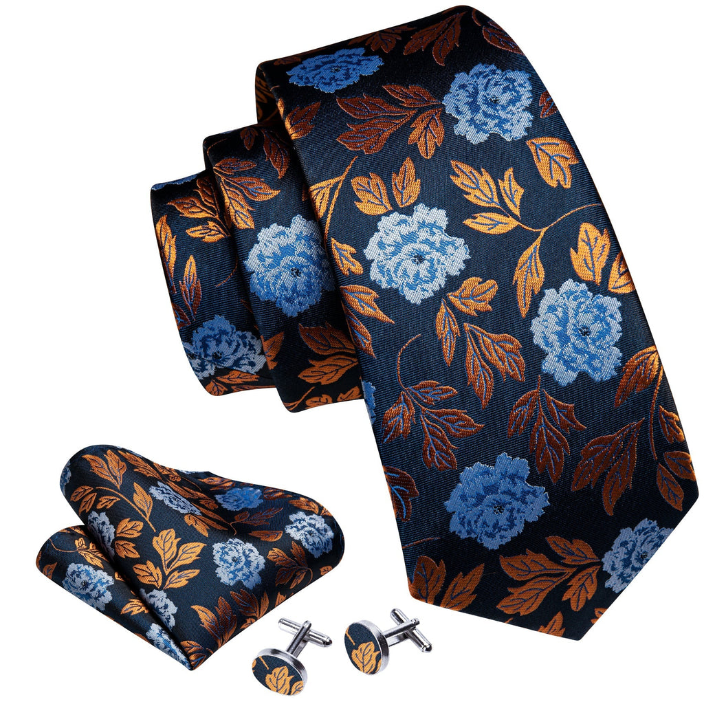 Golden Leaves Silk Tie Set - GentCrest - View 2