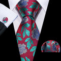 GentCrest Blue Floral Tie Hanky Cufflinks Set - Image 1