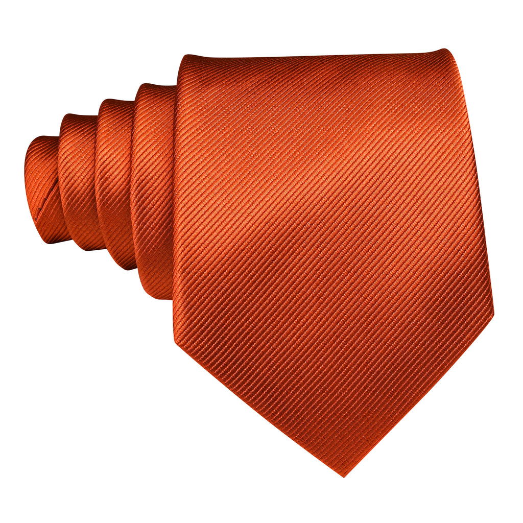 Dark Orange Solid Silk Tie Set - GentCrest - View 2