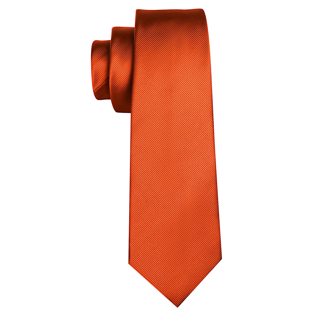 Dark Orange Solid Silk Tie Set - GentCrest - View 5