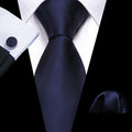 Deep Blue Solid Silk Tie Set - GentCrest