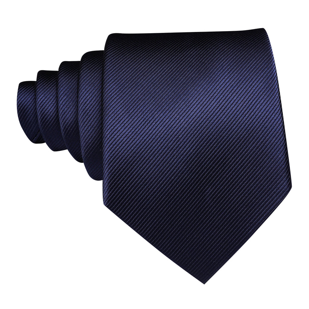 Deep Blue Solid Silk Tie Set - GentCrest - View 5