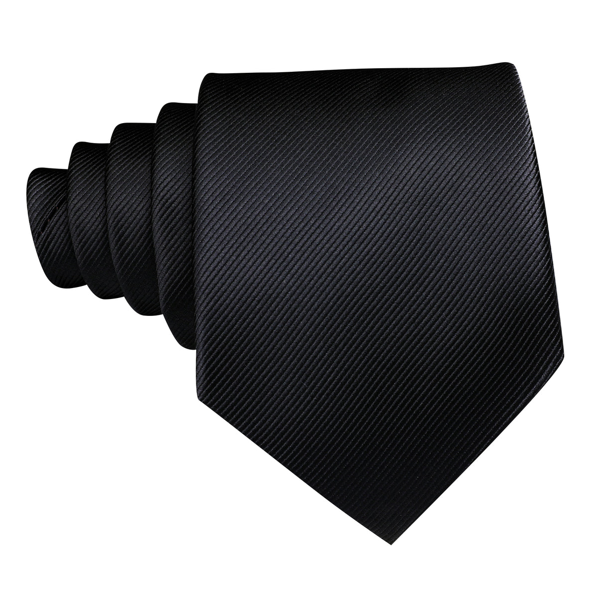 Black Solid Silk Tie Set - GentCrest - View 5