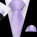 Purple Mist Violet Solid Silk Tie Set - GentCrest