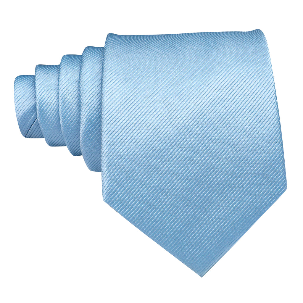 Pale Blue Solid Silk Tie Set - GentCrest - View 5