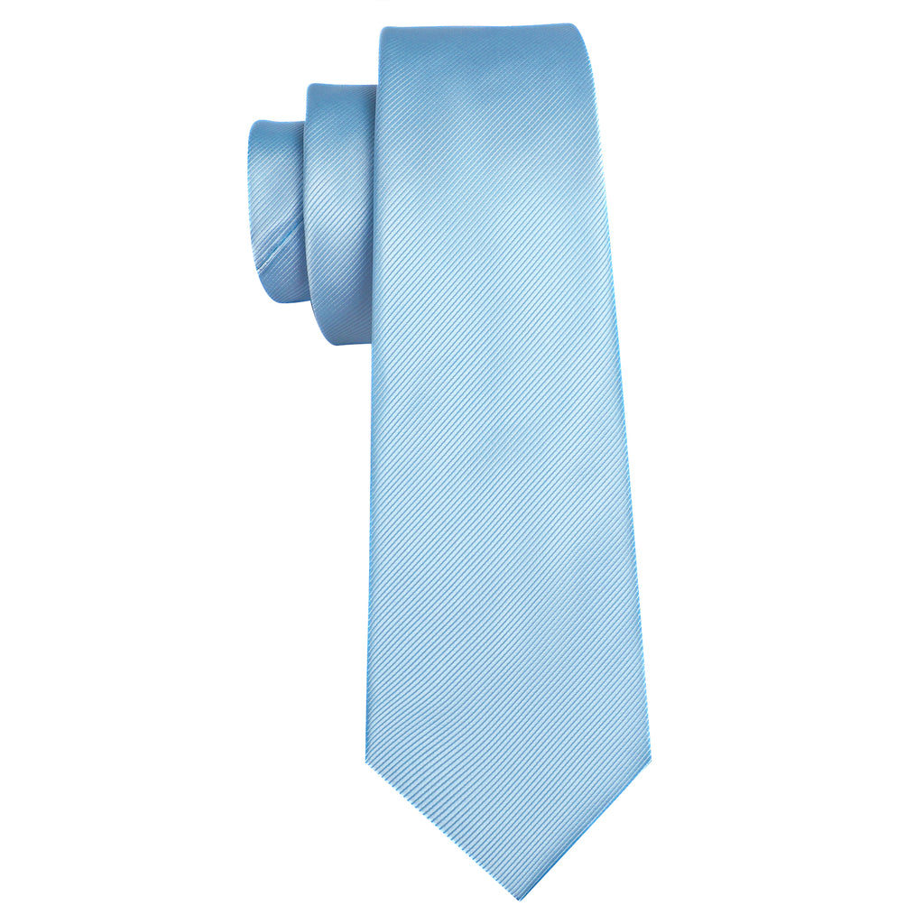 Pale Blue Solid Silk Tie Set - GentCrest - View 6