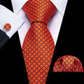 GentCrest Orange Plaid Tie Hanky Cufflinks Set - Image 1