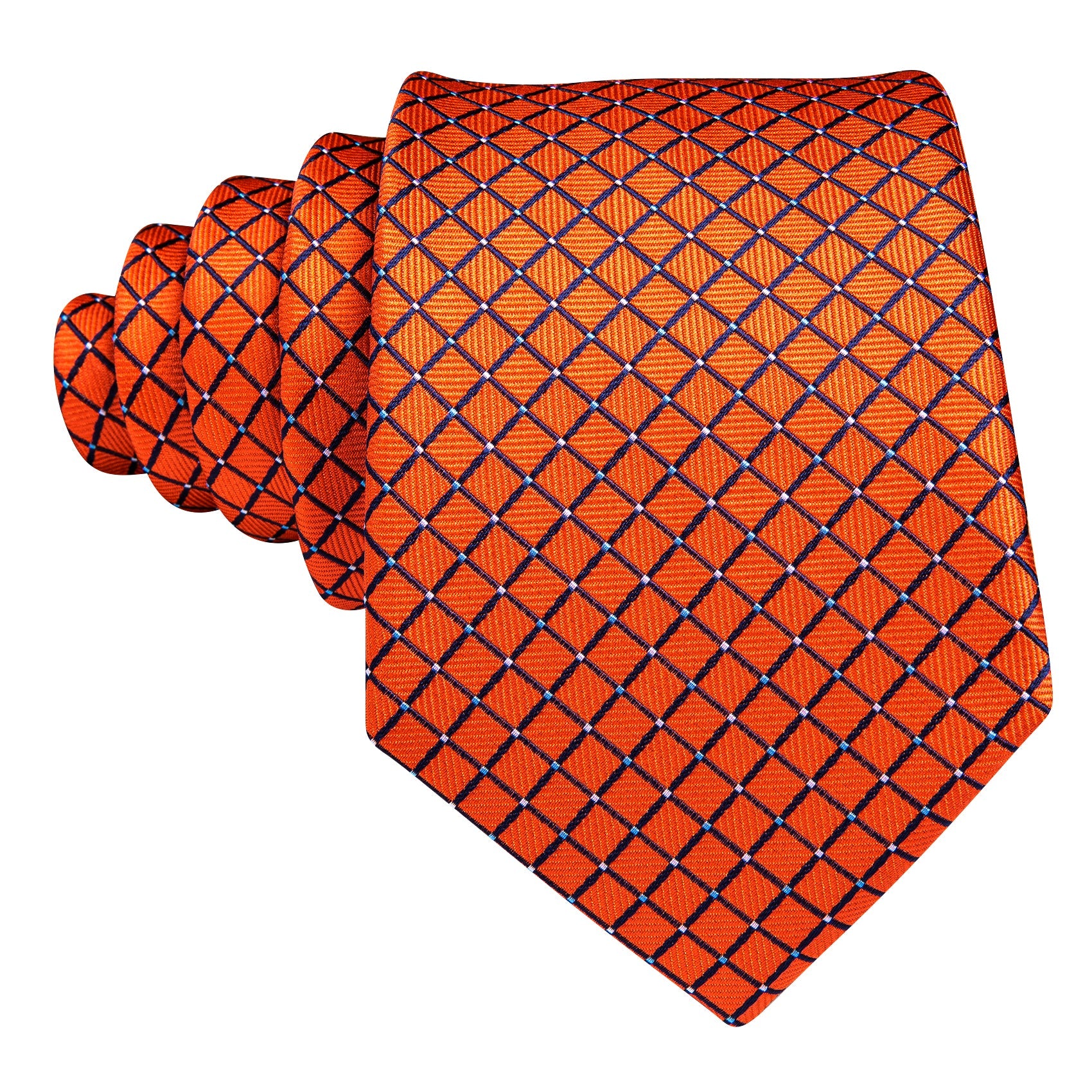 GentCrest Orange Plaid Tie Hanky Cufflinks Set - Image 4