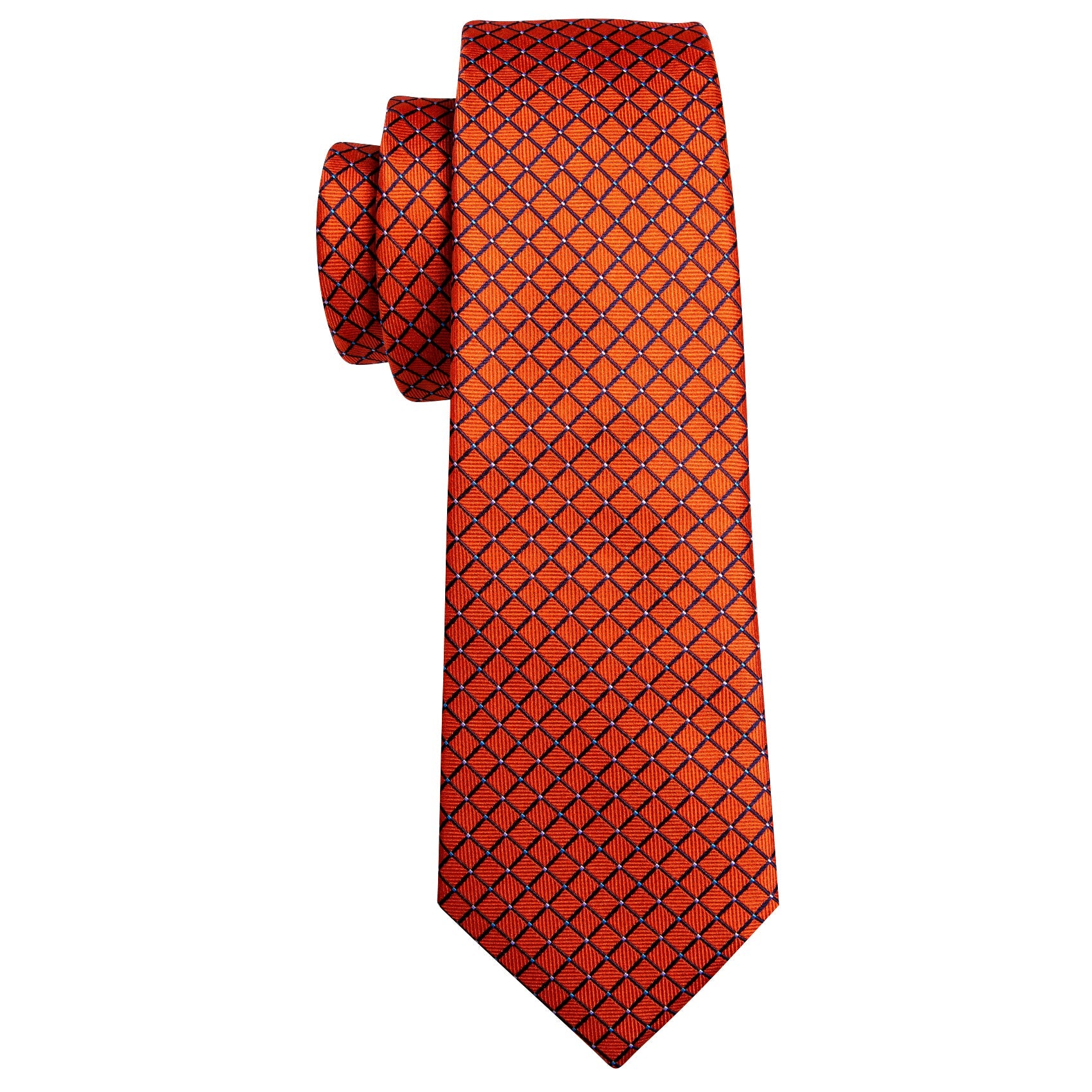 GentCrest Orange Plaid Tie Hanky Cufflinks Set - Image 3