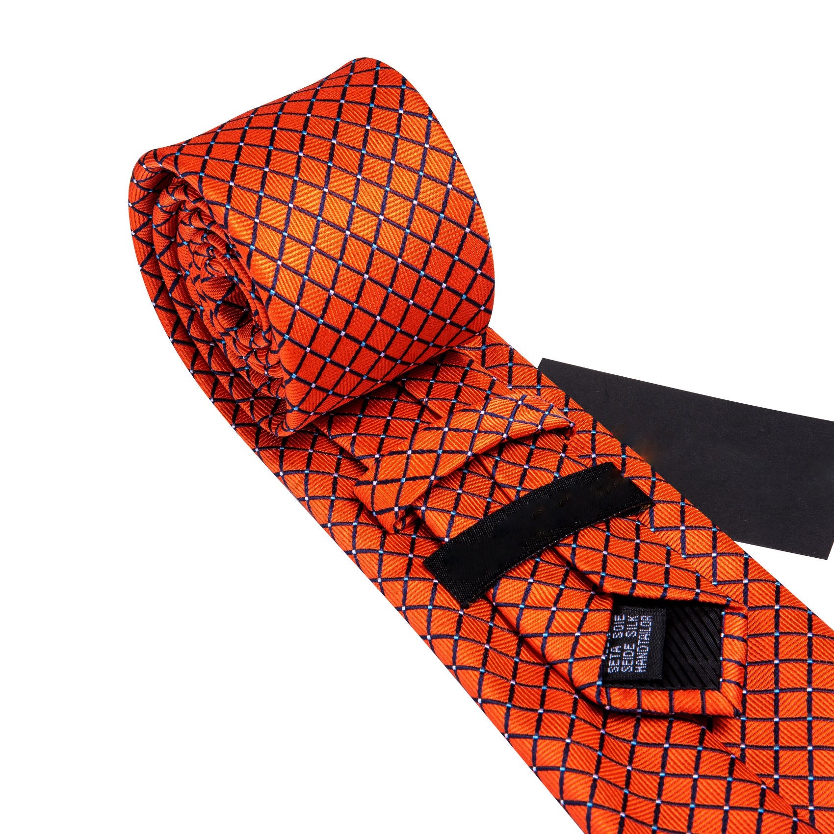 GentCrest Orange Plaid Tie Hanky Cufflinks Set - Image 5