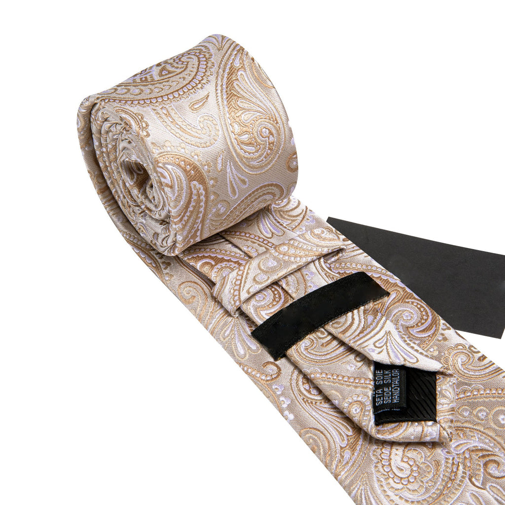 GentCrest Beige Paisley Tie Hanky Cufflinks Set - Image 5