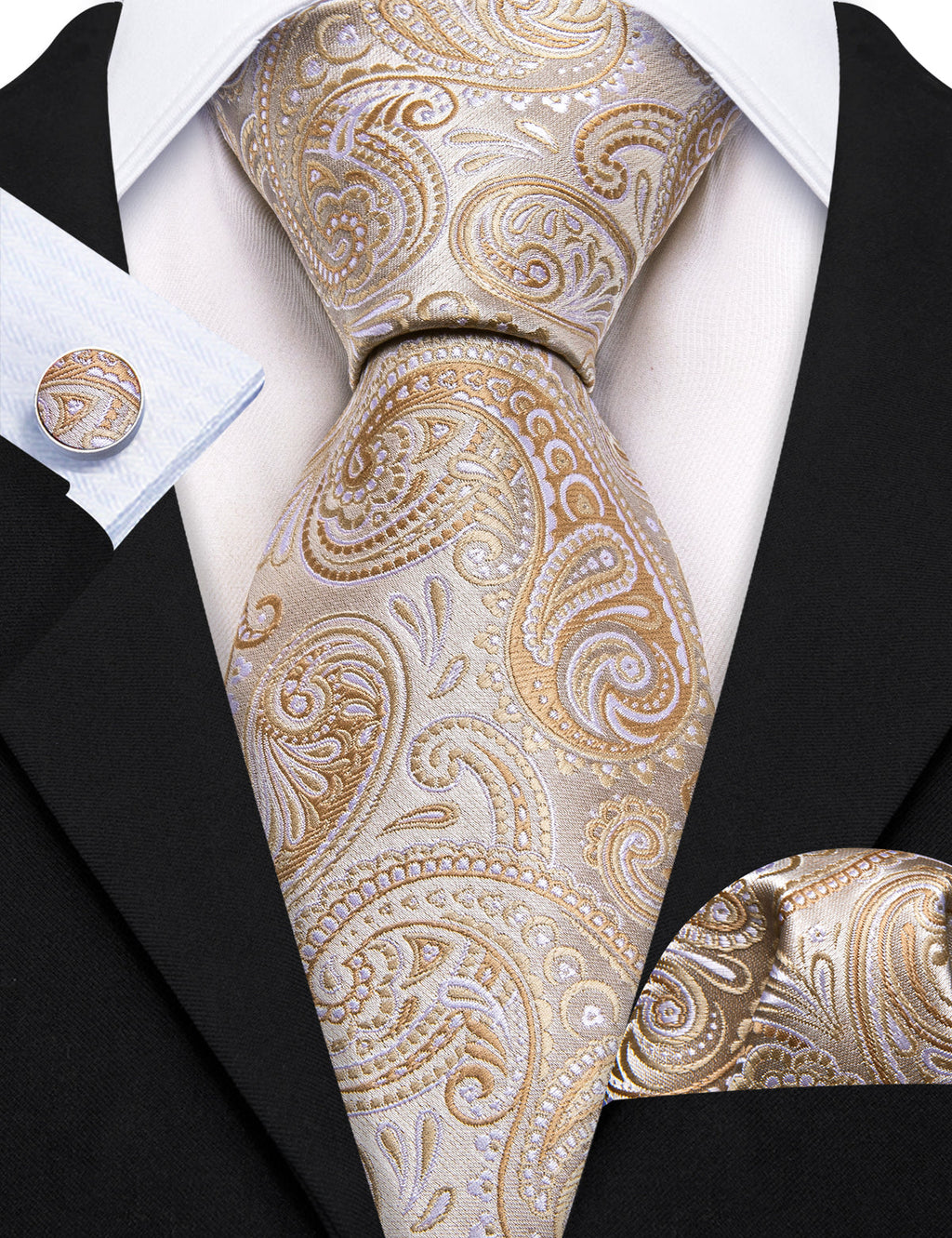 Seashell Paisley Silk Tie Set - GentCrest - View 3