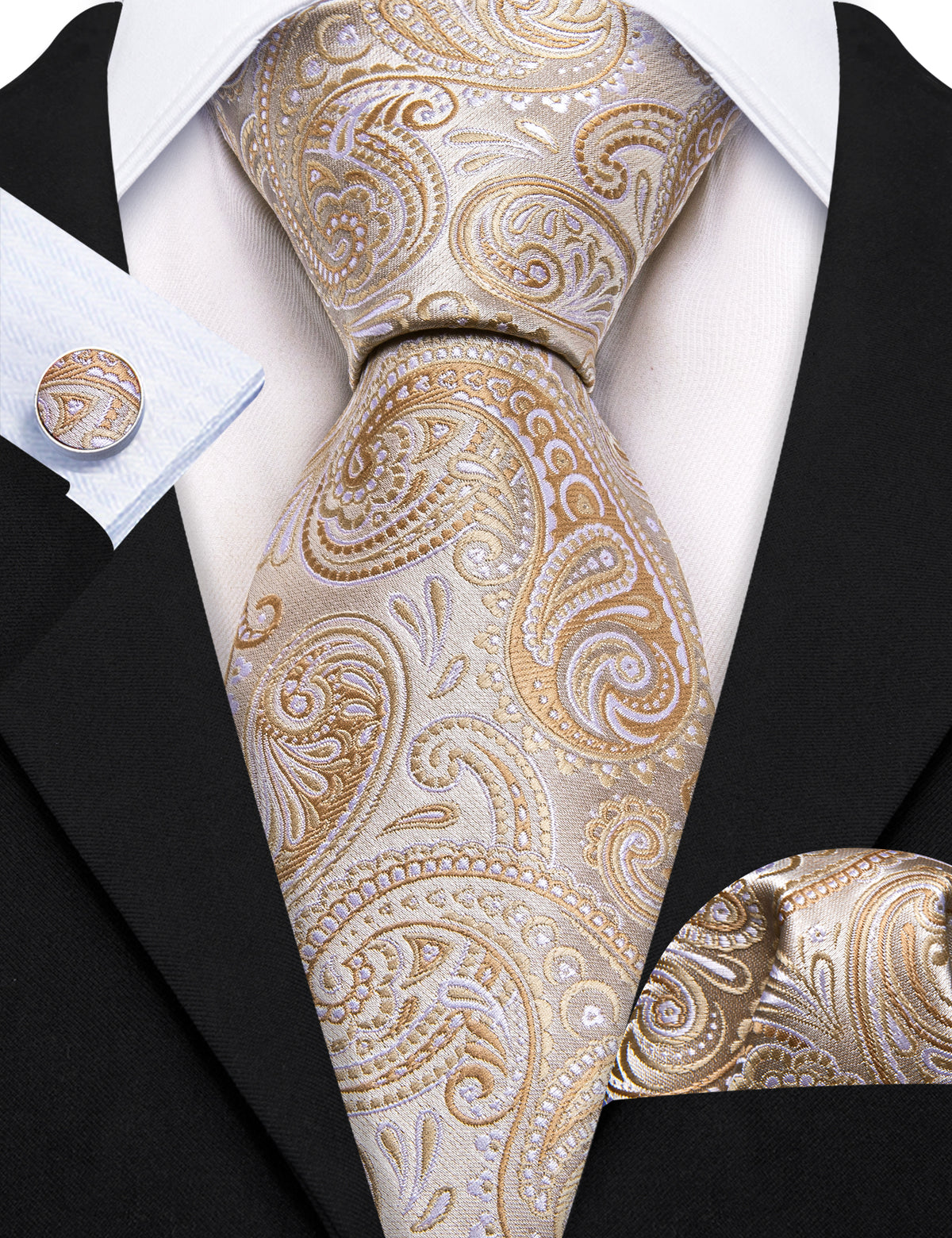 Seashell Paisley Silk Tie Set - GentCrest - View 3