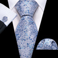Light Blue Floral Silk Tie Set - GentCrest