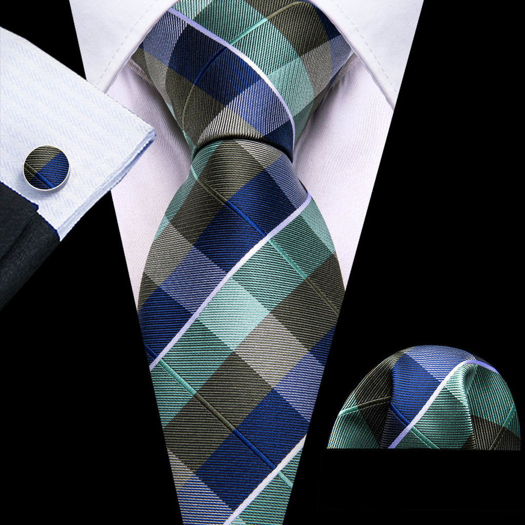 GentCrest Blue Plaid Tie Sets - Image 1