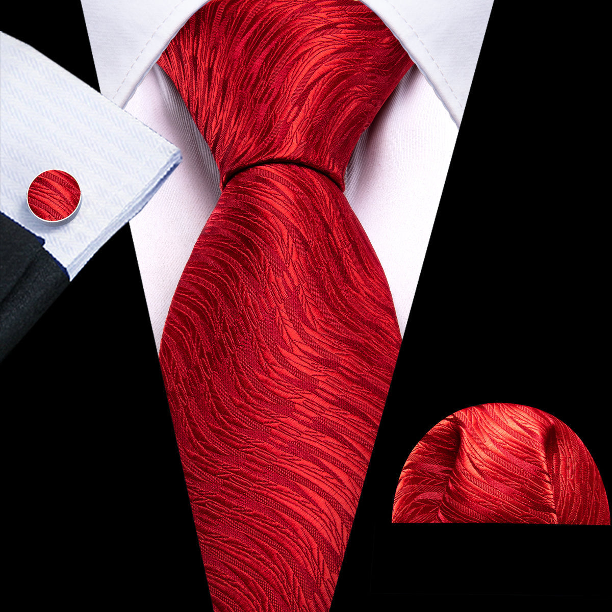 Red Wedding Novelty Silk Tie Set - GentCrest