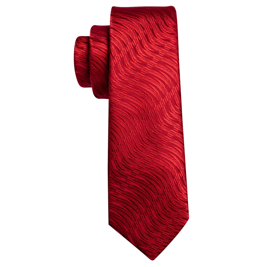 Red Wedding Novelty Silk Tie Set - GentCrest - View 3