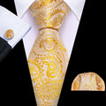 Light Orange Silver Paisley Silk Tie Set - GentCrest