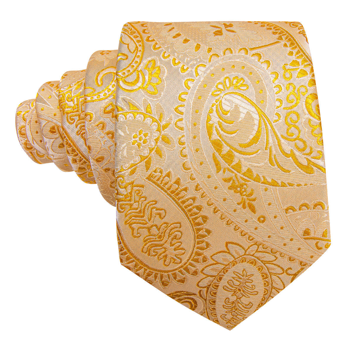 Light Orange Silver Paisley Silk Tie Set - GentCrest - View 3