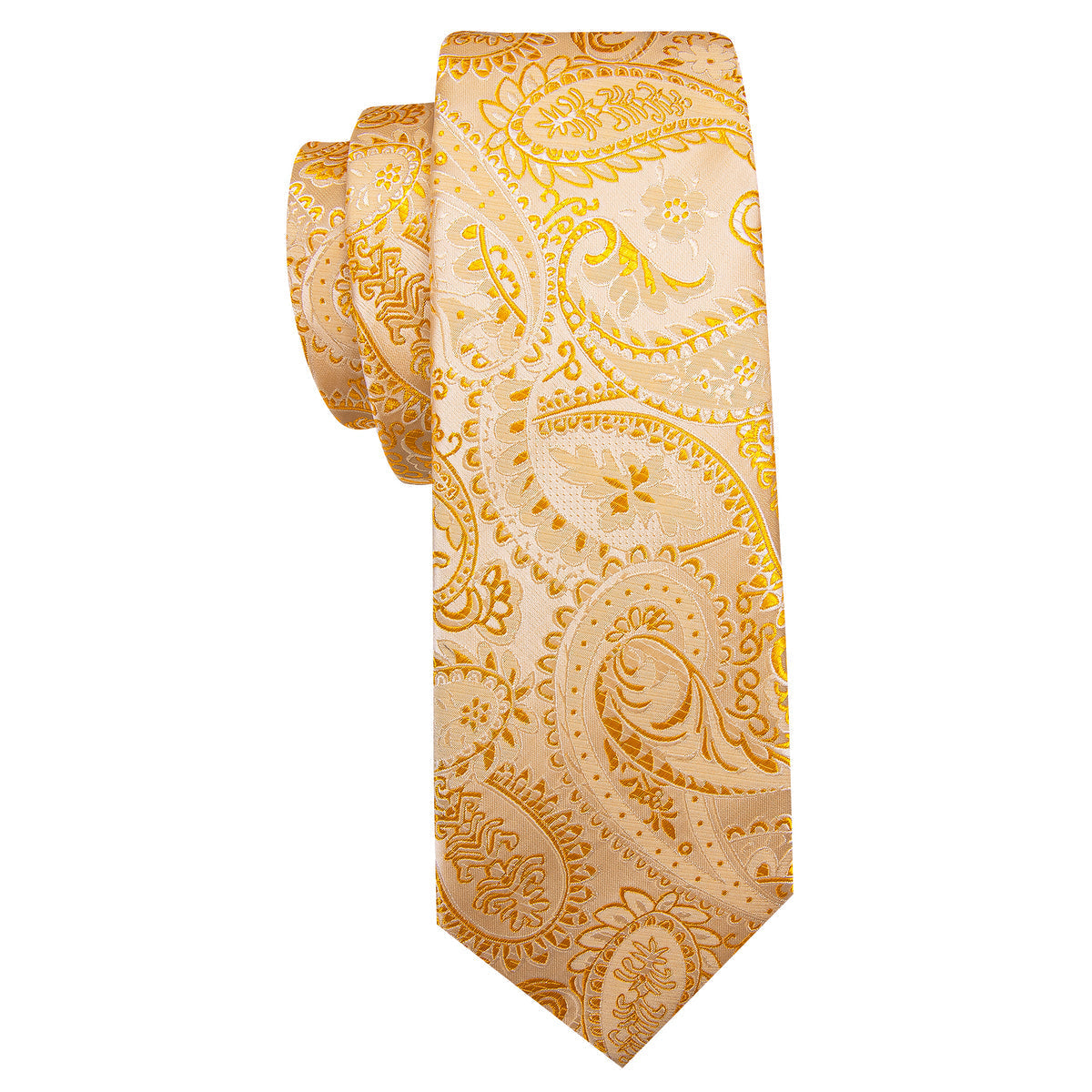Light Orange Silver Paisley Silk Tie Set - GentCrest - View 4