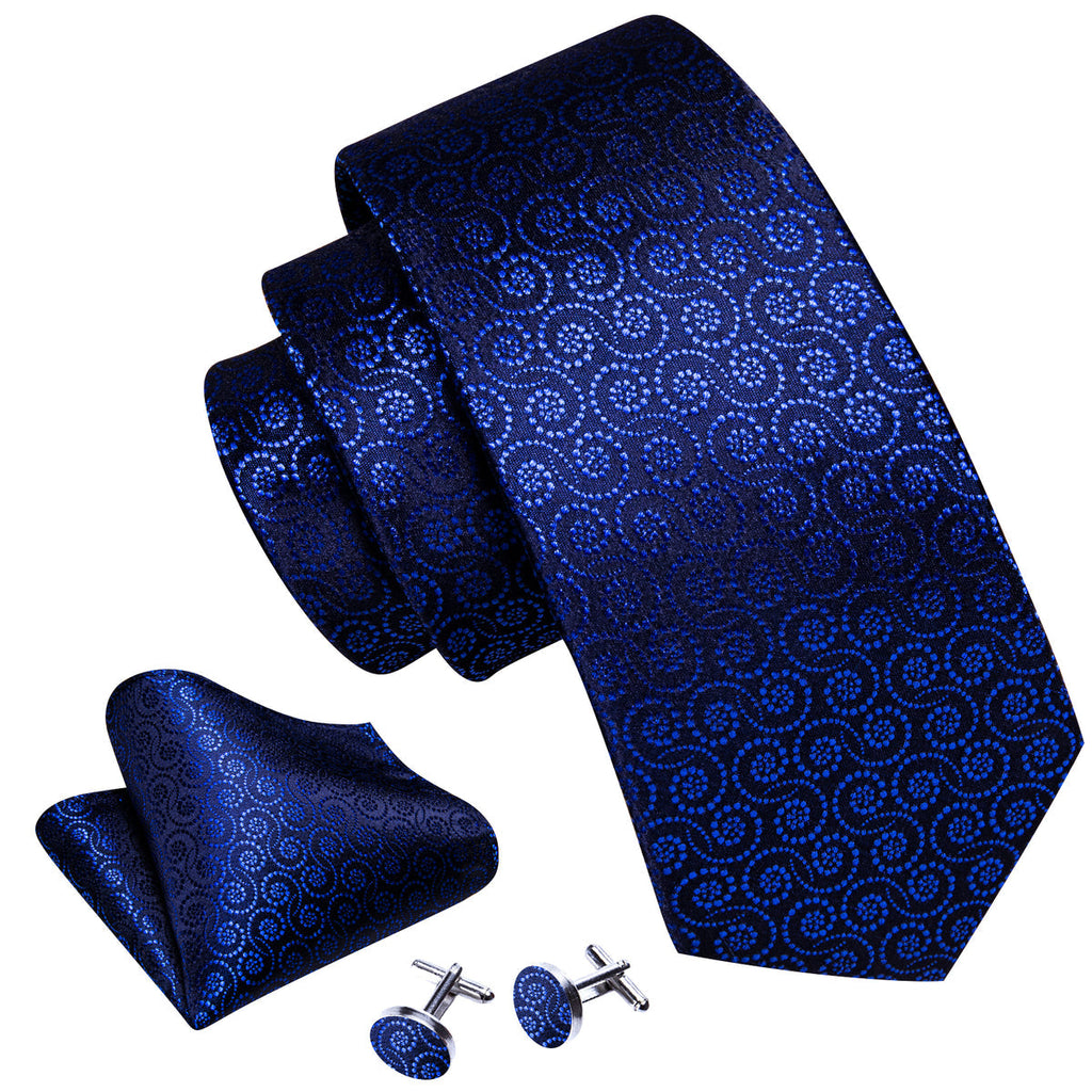 Navy Blue Novetly Silk Tie Set - GentCrest - View 4