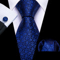 Navy Blue Novetly Silk Tie Set - GentCrest