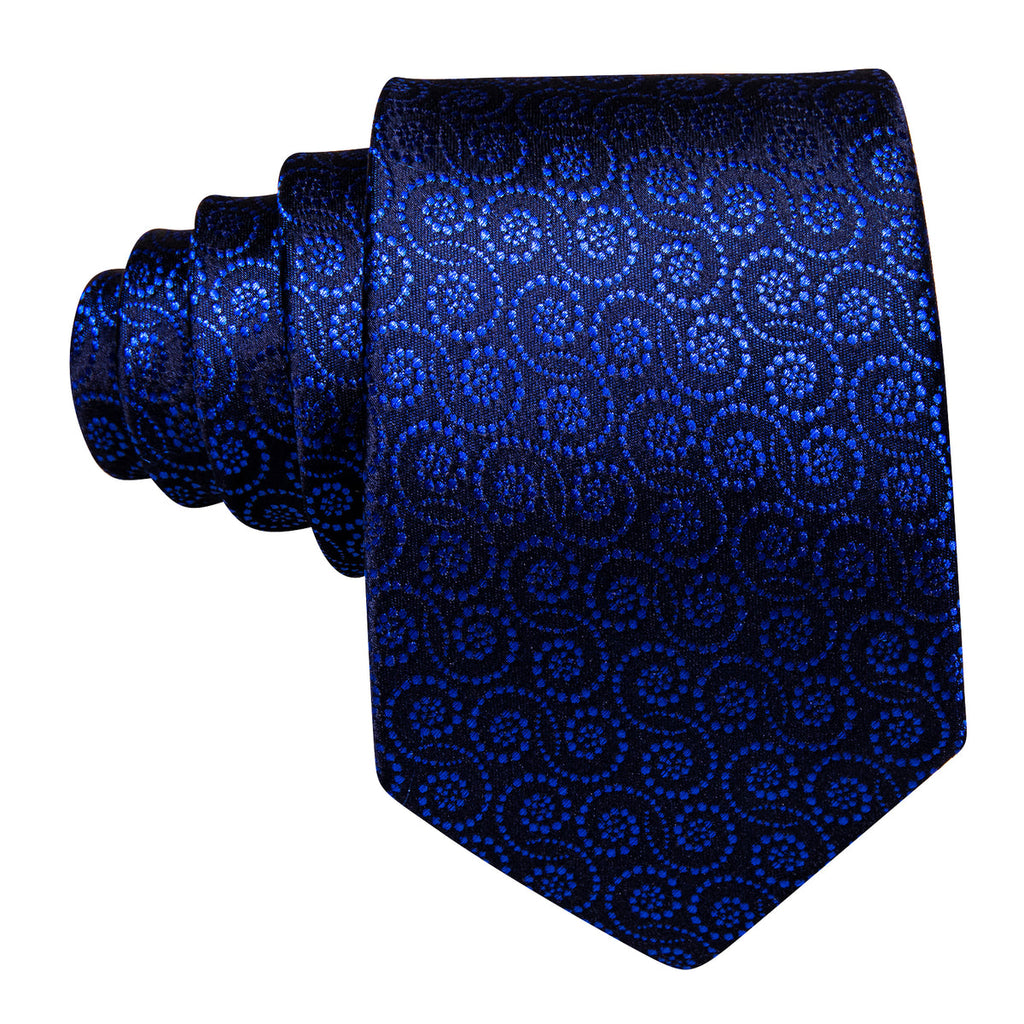 Navy Blue Novetly Silk Tie Set - GentCrest - View 6