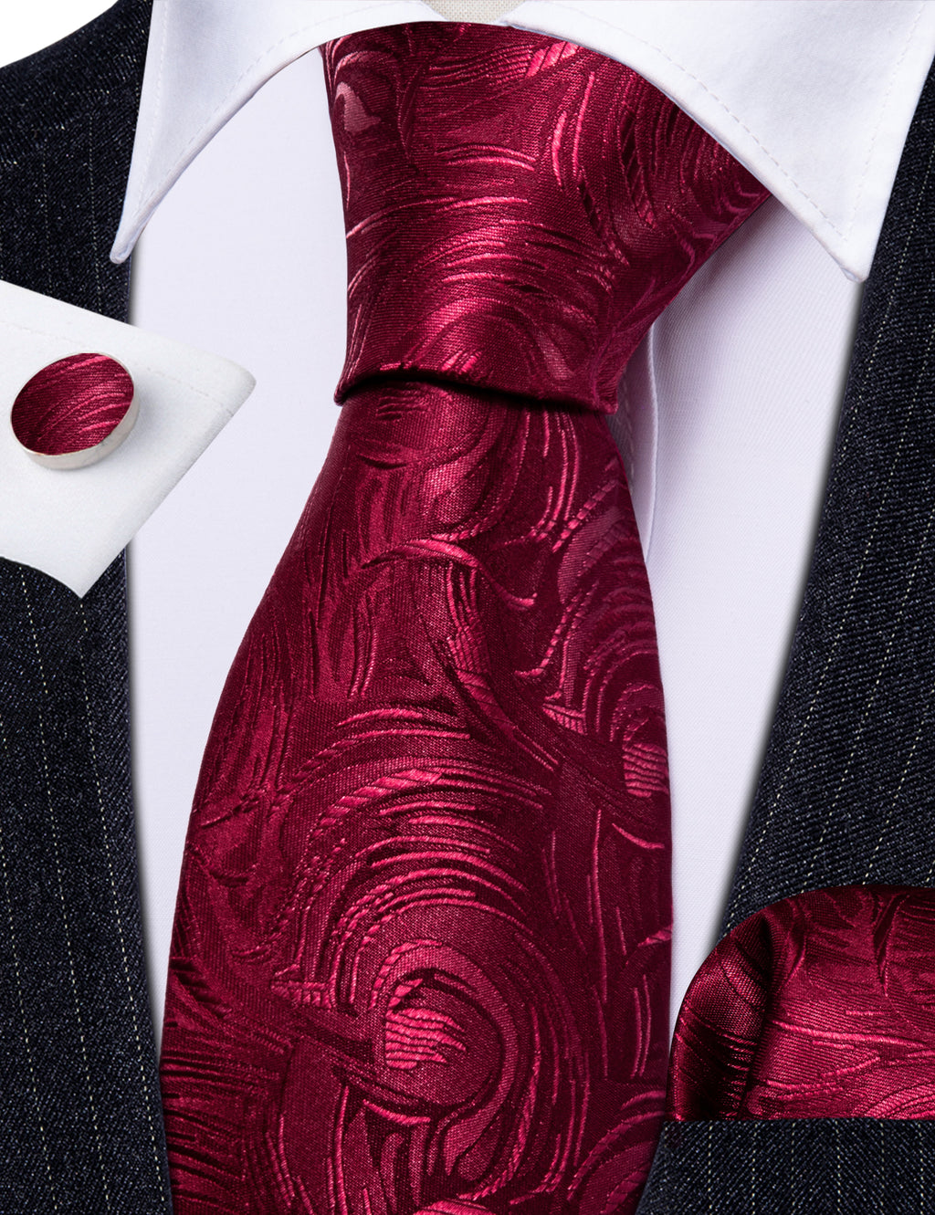 Fire Brick Paisley Silk Tie Set - GentCrest - View 3